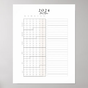 2024年1月~6月ブロックカレンダー壁ポスター ポスター