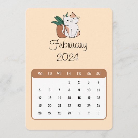 2024年2月スタンドアローン猫と植物カレンダー メニュー (正面)