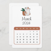 2024年3月かわいい猫と植物のカレンダー メニュー (正面/裏面)