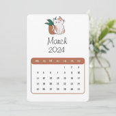 2024年3月かわいい猫と植物のカレンダー メニュー (スタンド正面)
