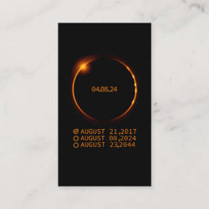 2024年4太陽の月8日のEclipse合計チェック・リスト 名刺