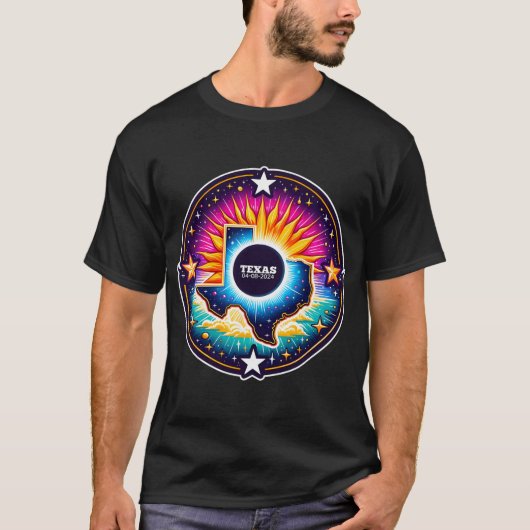 2024年4太陽の月8日皆既日食の地図 Tシャツ (正面)