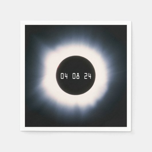 2024年4月黒白太陽の皆既日食 スタンダードカクテルナプキン (正面)