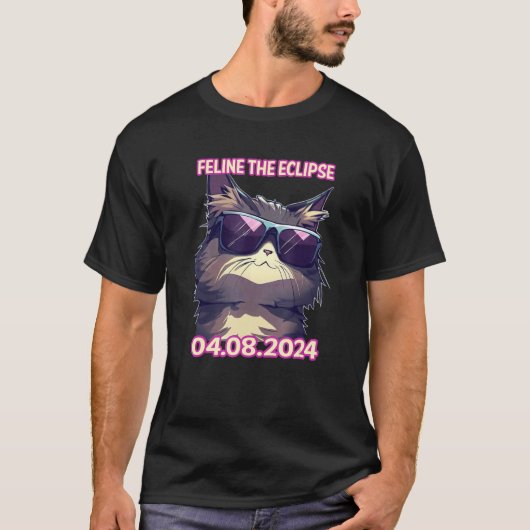 2024年4月8日皆既帯状日食 猫ファン Tシャツ (正面)