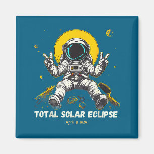 2024年4月8日皆既日食の宇宙飛行士 おもしろTシャツ マグネット