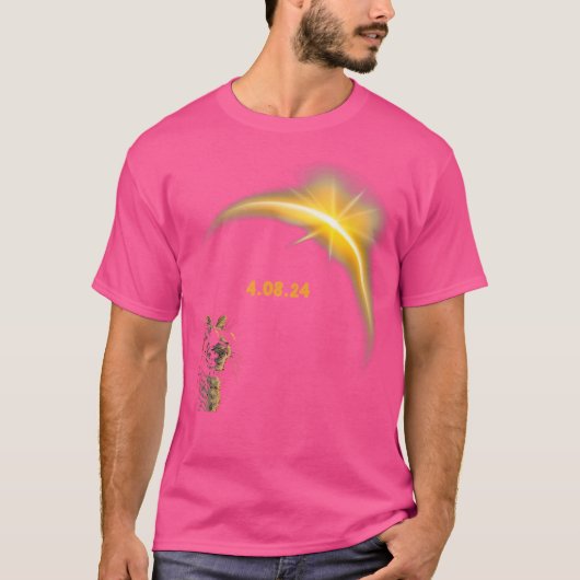2024年4月8日 日食 猫 グラフィック Tシャツ (正面)