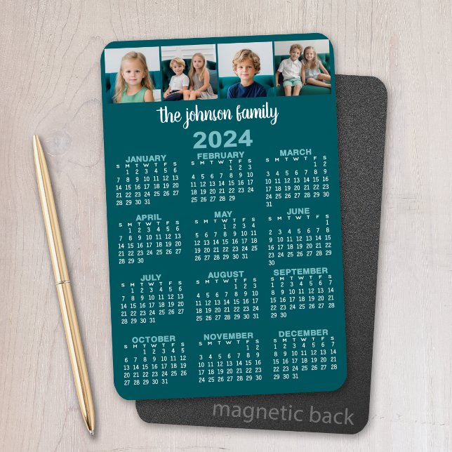 2024年4枚の写真を含むフルイヤー表示カレンダー マグネット