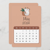 2024年5月単立猫・植物カレンダー メニュー (正面/裏面)