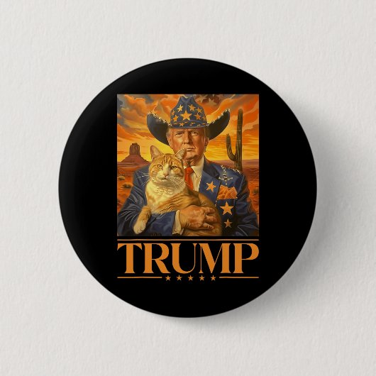 2024年7月のキャットウエスタンカウボーイ愛国的な4日 缶バッジ (正面)