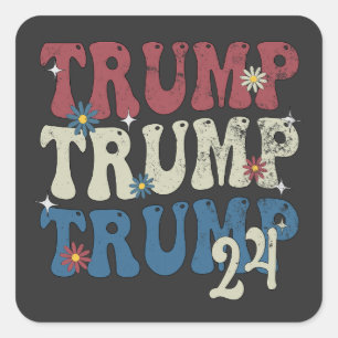 2024年7月4日トランプ愛国的アメリカ国旗 スクエアシール