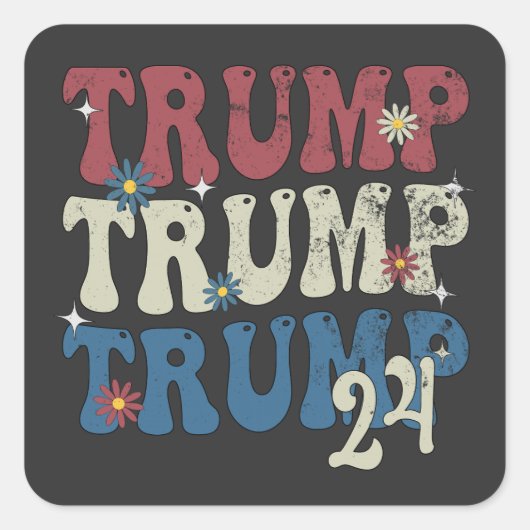 2024年7月4日トランプ愛国的アメリカ国旗 スクエアシール (正面)