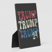 2024年7月4日トランプ愛国的アメリカ国旗 フォトプラーク (側面)