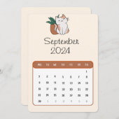 2024年9月単立猫・植物カレンダー メニュー (正面/裏面)