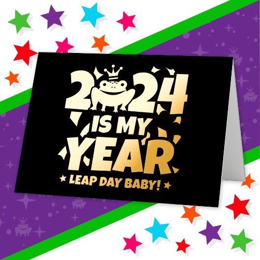 2024年 うるう年の私の年 2月29日 誕生日 箔グリーティングカード