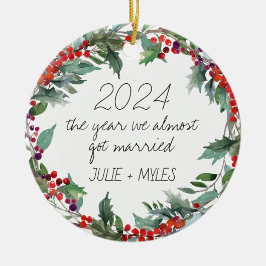 2024年 ほぼ結婚式を挙げるところだった | ウェディング セラミックオーナメント (正面)