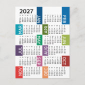 2024年 カラフルでおしゃれな月間カレンダー ポストカード (正面)