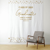 2024年 ゴールド ホワイト クラス 背景 卒業式 タペストリー (インサイチュ)