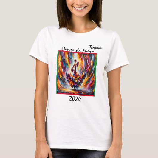 2024年 シンコ デ マヨ フラメンコダンサー 女性用 Tシャツ (正面)