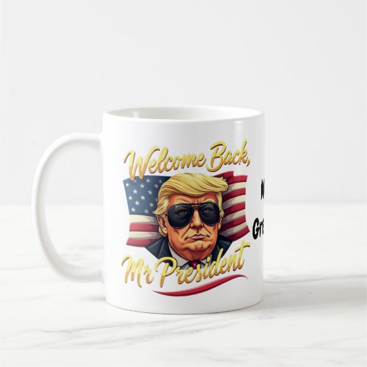 2024年 トランプ再来を歓迎しよう コーヒーマグカップ (左)