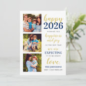 2024年 ネイビーとゴールドの新しい年を迎える 幸せなニュースが待っている! シーズンカード (スタンド正面)