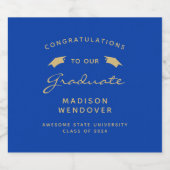 2024年 ブルーゴールド スクリプト キャップ 卒業 ビールラベル (シングルラベル)