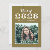 2024年 レトロな卒業写真 ゴールド 招待状 (正面)