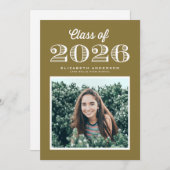 2024年 レトロな卒業写真 ゴールド 招待状 (正面/裏面)