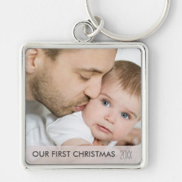 2024年 初めてのクリスマス 新米パパと赤ちゃんのフォトギフト キーホルダー