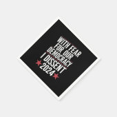 2024年、民主主義への恐怖を抱いて反対する スタンダードカクテルナプキン (角)