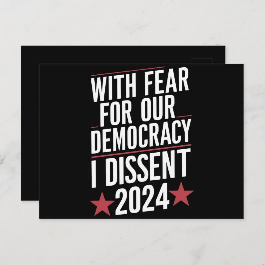 2024年、民主主義への恐怖を抱いて反対する ポストカード (正面/裏面)