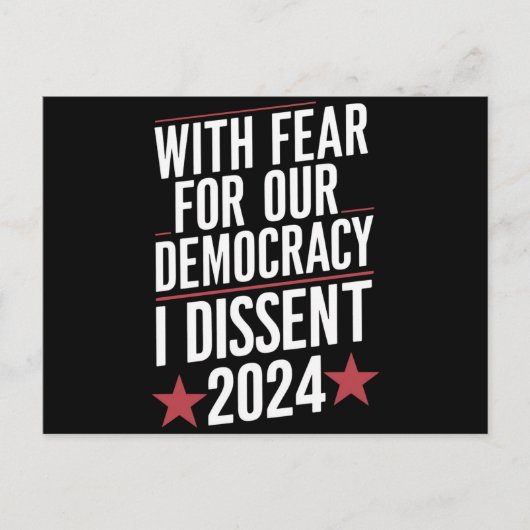 2024年、民主主義への恐怖を抱いて反対する ポストカード (正面)