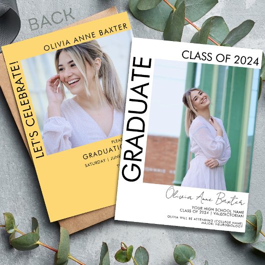 2024年 現代ミニマル写真 卒業パーティー招待状 招待状