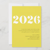 2024年 現代的な黄色の卒業写真招待状 招待状 (裏面)