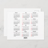 2024年 白 52週 カレンダー ポストカード (正面/裏面)