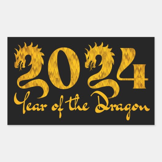2024年 辰年 ゴールド 長方形シール (正面)