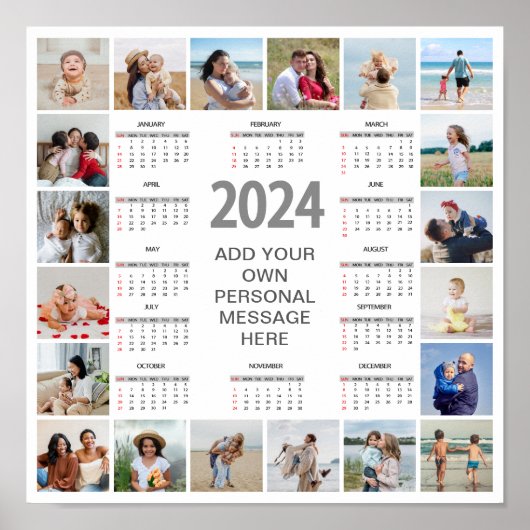 2024年 20枚の写真で作る カレンダー 一覧 ポスター (正面)