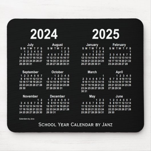 2024年～2025年ネオン・ホワイトスクール・カレンダー マウスパッド (正面)