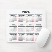 2024年At A Glance Red, Black & White Calendar マウスパッド (マウス)