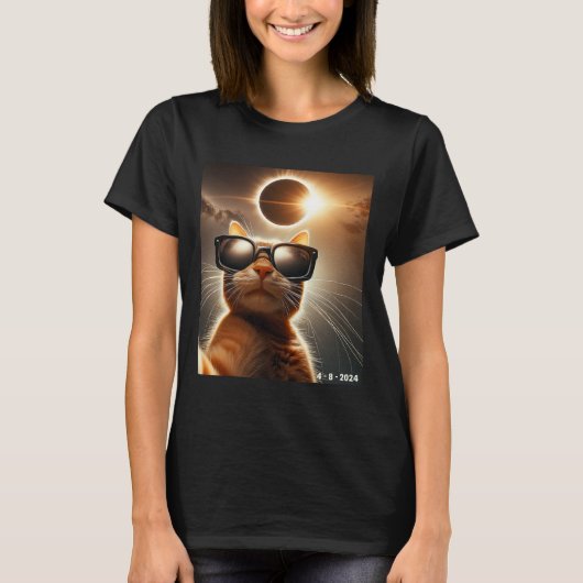 2024年Eclipseウェアライ太陽のンで自撮る猫 Tシャツ (正面)