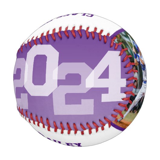 2024年GRADアスリートパープル写真卒業記念 野球ボール (正面右)