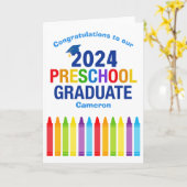 2024幼稚園卒業カスタムかわいいクレヨン カード (黄色い花)