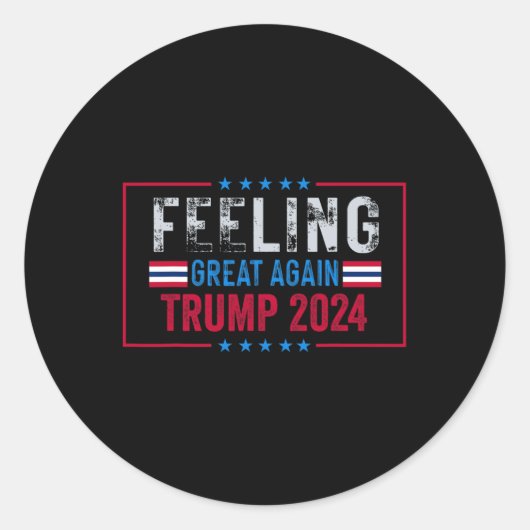 2024感じ年素晴らし再トランプ米国国旗 ラウンドシール (正面)