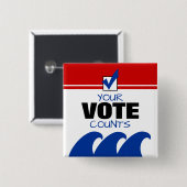 2024投票日ブルー民主党員 缶バッジ (正面&裏面)