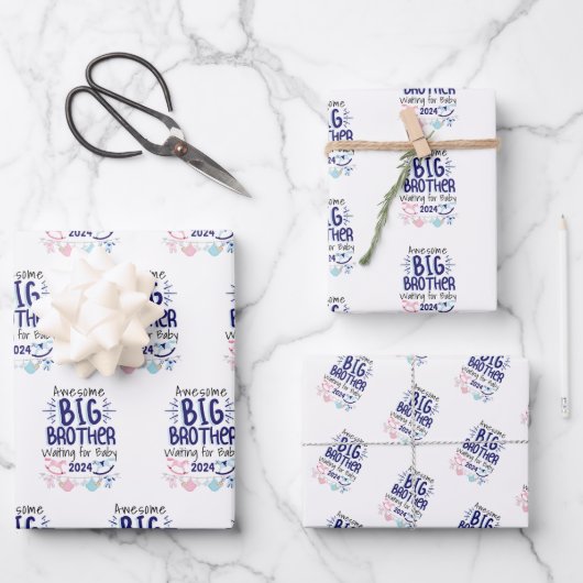 2024新ビッグブラザー待ちベビー兄弟姉妹 ラッピングペーパーシート (正面)