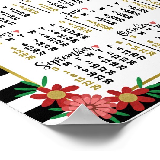 2024暦年の名門私立校風のフローラストライプ |写真 ポスター (角)