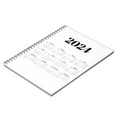 2024月次カレンダー |背景 ノートブック (左側)