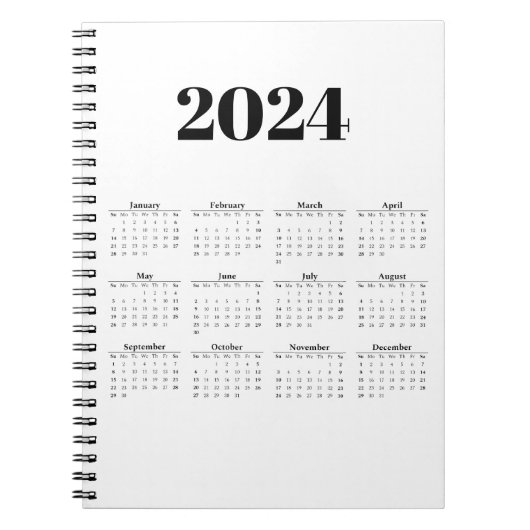 2024月次カレンダー |背景 ノートブック (正面)