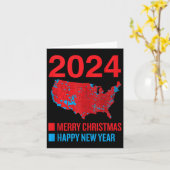 2024正確な選挙マップメリークリスマスハッピーN カード (黄色い花)