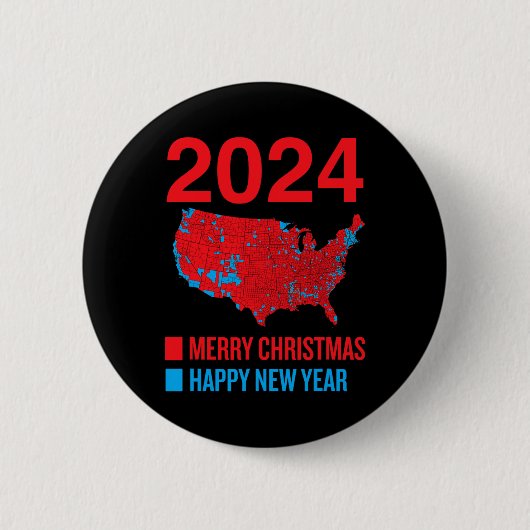 2024正確な選挙マップメリークリスマスハッピーN 缶バッジ (正面)