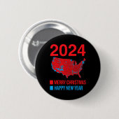 2024正確な選挙マップメリークリスマスハッピーN 缶バッジ (正面&裏面)